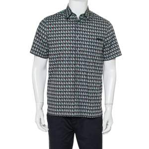 Prada Multicolor Printed Cotton Short Sleeve Shirt M
