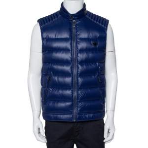 Prada Navy Blue Synthetic Quilted Sleeveless Vest XL 