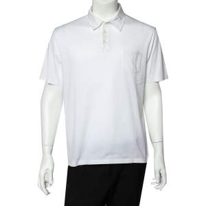 Prada White Cotton Polo T-Shirt XXL