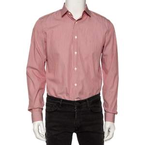 Prada Red Striped Cotton Button Front Shirt M