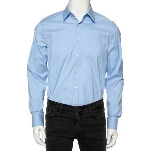 Prada Sky Blue Cotton Button Front Shirt L 