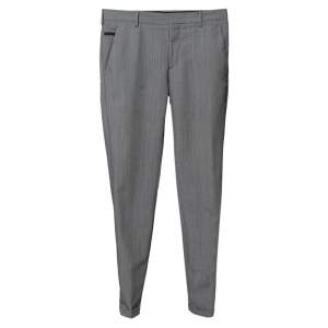 Prada Blue Micro Checkered Wool Tailored Pants XS
