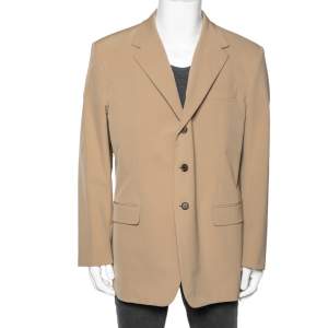 Prada Beige Synthetic Button Front Blazer 4XL