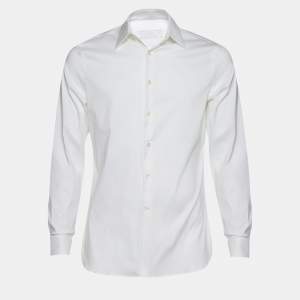 Prada White Stretch Poplin Button Front Shirt S
