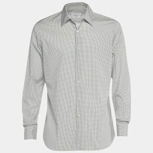 Prada White Printed Cotton Long Sleeve Shirt L