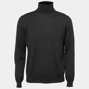 Prada Black Wool Knit Turtle Neck Long Sleeve Sweater L