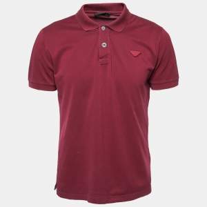 Prada Maroon Cotton Pique Short Sleeve Polo T-Shirt L