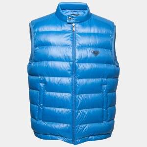 Prada Blue Synthetic Sleeveless Down Jacket 3XL