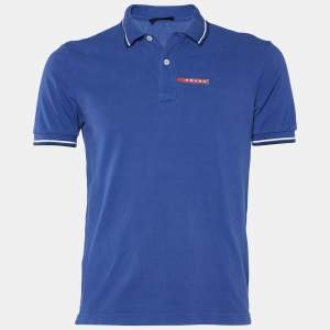 Prada Navy Blue Cotton Pique Polo T-Shirt M
