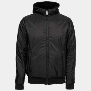 Prada Black Synthetic Reversible Hooded Jacket S