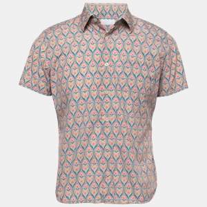 Prada Blush Pink Printed Cotton Short-Sleeve Shirt M