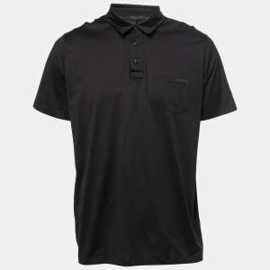 Prada Black Cotton Polo T-Shirt 3XL