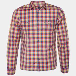 Prada Multicolor Plaided Twill Button Front Shirt M