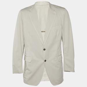 Prada Beige Cotton Button Front Blazer XXL