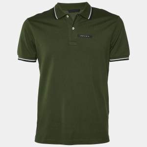 Prada Green Cotton Knit Polo T-Shirt M