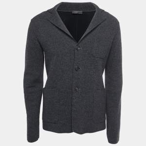 Prada Grey Wool Knit Single Breasted Jacket M