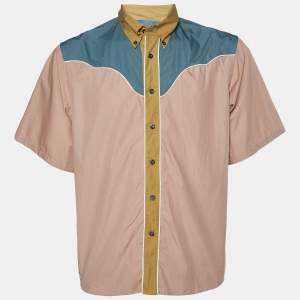 Prada Color Block Cotton Short Sleeve Shirt XL