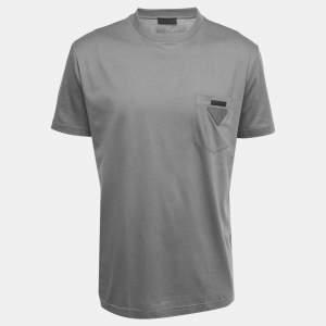 Prada Grey Cotton Crew Neck T-Shirt 3XL