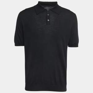 Prada Black Wool Polo T-Shirt XXL