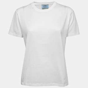Prada White Cotton Crew Neck T-Shirt L
