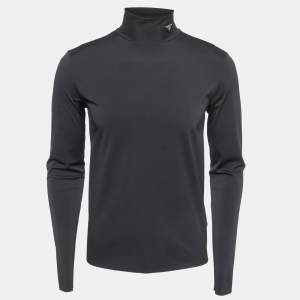 Prada Black Stretch Knit Turtle Neck Skinny Fit T-Shirt L
