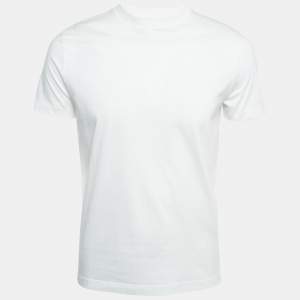 Prada White Cotton Half Sleeve T-Shirt M