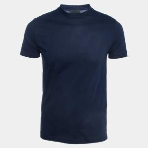Prada Navy Blue Cotton Half Sleeve T-Shirt S
