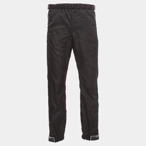 Prada Black Logo Print Nylon Active Pants M