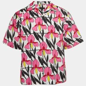 Prada Multicolor Floral Print Cotton Bowling Shirt L