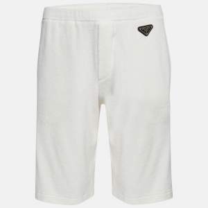 Prada White Metal Triangle Terry Bermuda Shorts M