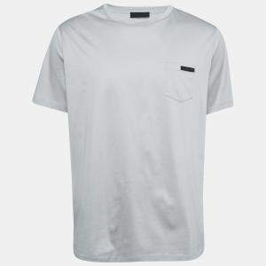 Prada Grey Cotton Chest Pocket Half Sleeve T-Shirt XXXL