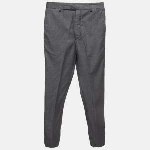 Prada Grey Wool Regular Trousers XS