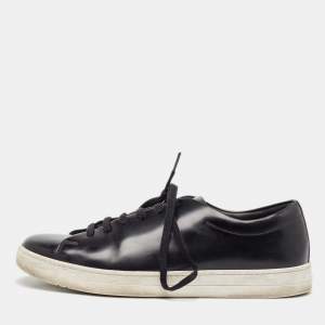 Prada Black Leather Lace Up Sneakers Size 42