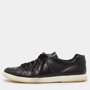 Prada Black Leather Low Top Sneakers Size 43