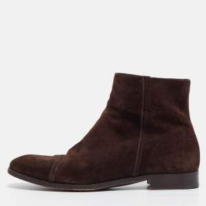 Prada Brown Suede Ankle Boots Size 41.5