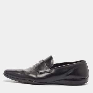 Prada Black Leather Slip On Loafers Size 45