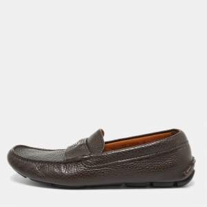 Prada Brown Leather Slip On Loafers Size 39.5