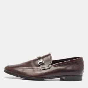 Prada Brown Leather Slip On Loafers Size 43.5