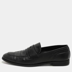 Prada Black Leather Penny Loafers Size 42
