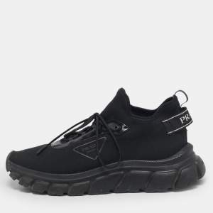 Prada Black Fabric Lace Up Sneakers Size 45