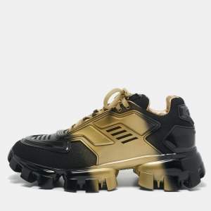 Prada Black/Gold Mesh And Rubber Cloudbust Thunder Low Top Sneakers Size 41