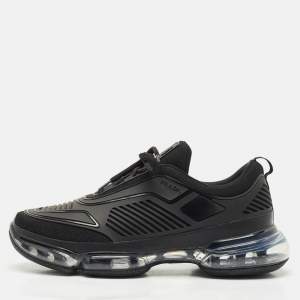 Prada Black Knit Fabric and Rubber Cloudbust Sneakers Size 41