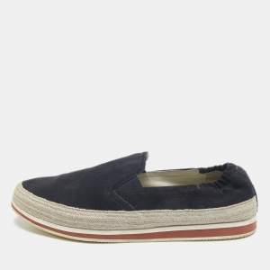 Prada Navy Blue Suede Slip On Espadrille Size 42.5