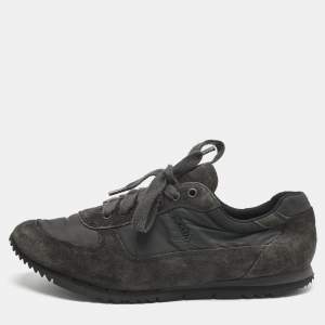 Pre Owned Prada Grey Nylon and Suede Match Racer Lace Up Sneakers Size 43