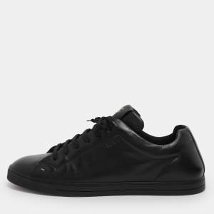 Pre Owned Prada Black Leather Low Top Sneakers Size 44