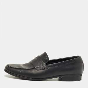 Pre Owned Prada Black Leather Penny Loafers Size 42.5