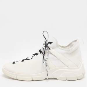 مملوكة مسبقًا Prada Size 42 White Knit Fabric Low Top Sneakers