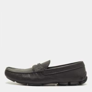 Pre Owned Prada Size 43.5 Black Leather Penny Loafers
