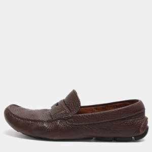 Pre Owned Prada Size 41.5 Brown Leather Penny Loafers