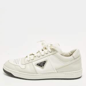 مملوكة مسبقًا Prada Downtown Size 40 White/Grey Leather Low Top Sneakers